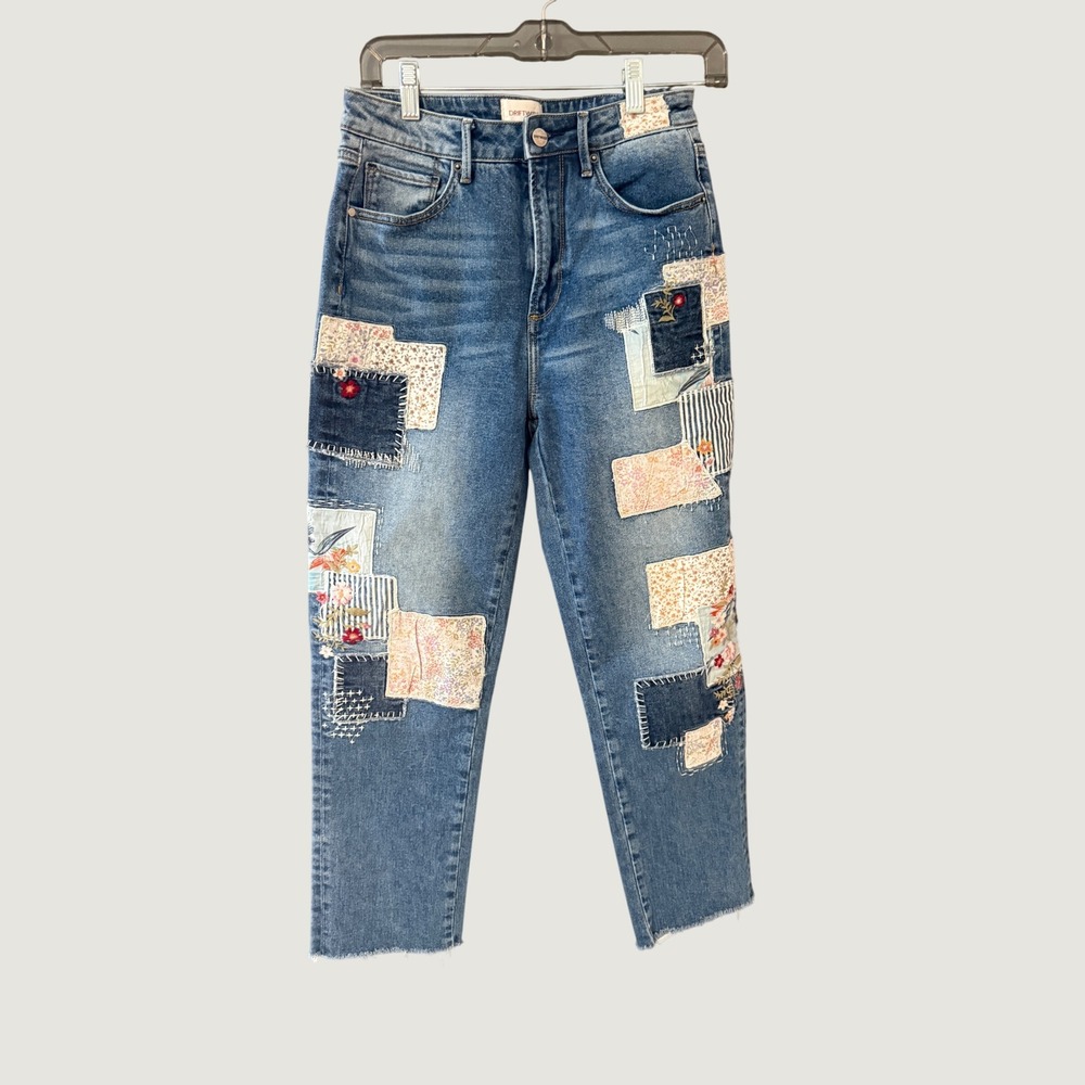 Driftwood Royce Patchwork Floral Embroidered Jeans Medium Wash 25 W25 L27